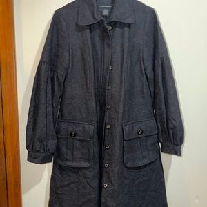 Calvin Klein Dark Navy Long Button Front Coat
